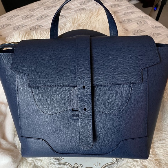 Senreve Navy Blue leather 3 way Handbag retail $845 - Picture 3 of 9